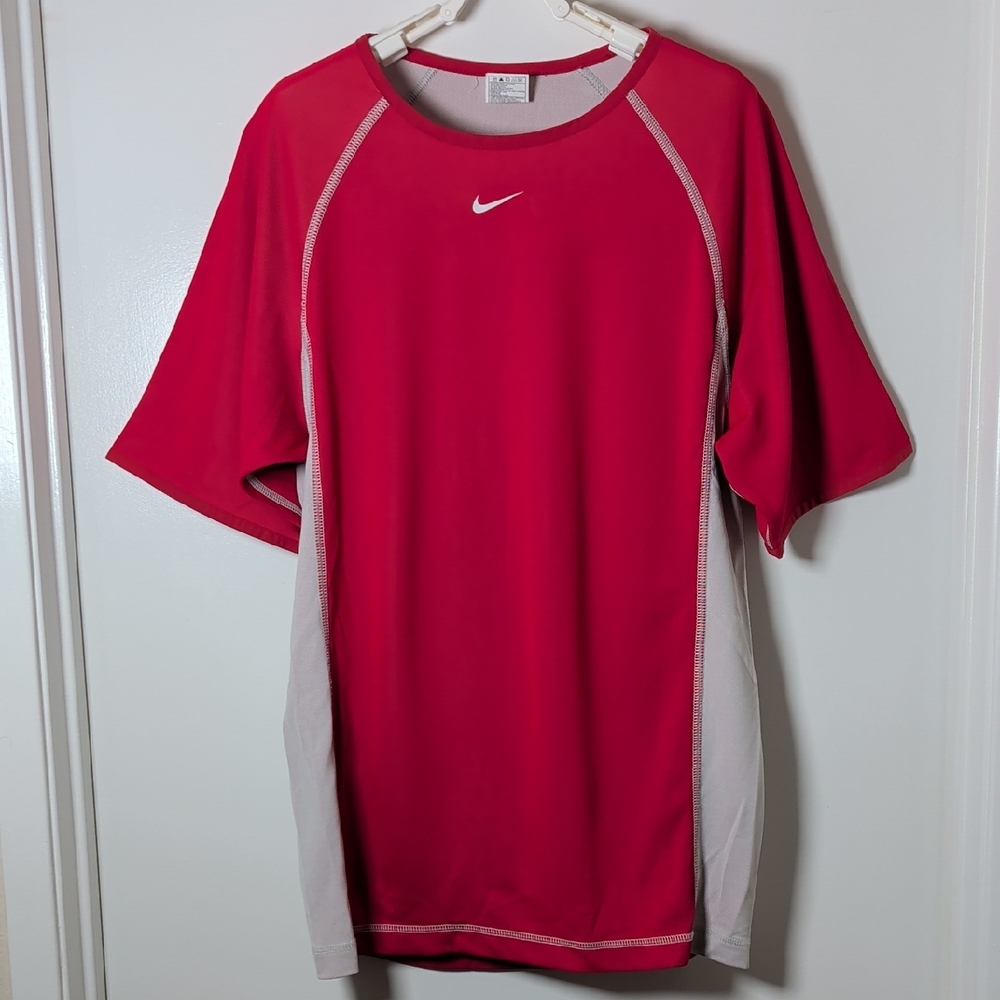 Nike Crimson and Light Gray Sports Tee